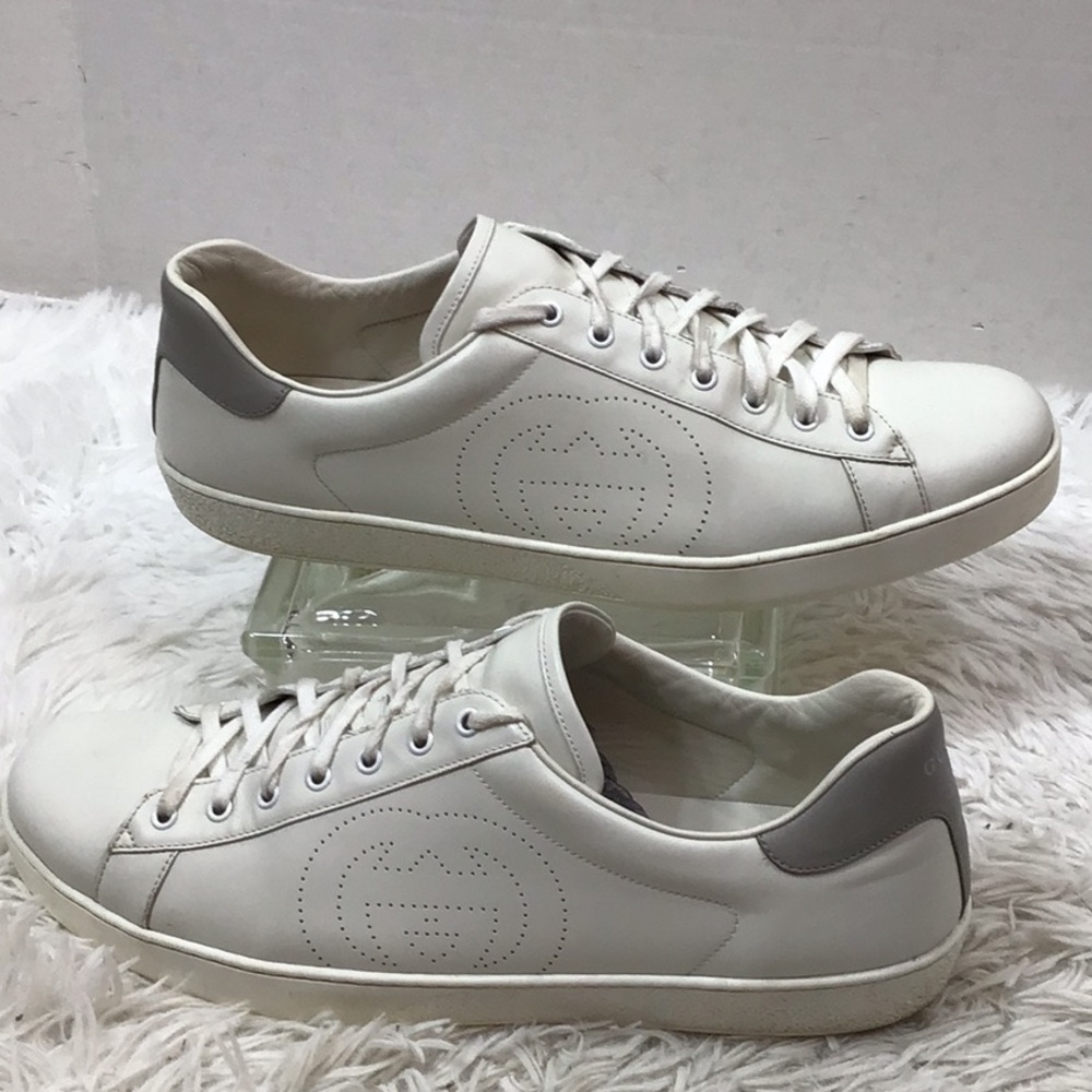 Gucci mens Ace White Leather Sneakers - Picture 5 of 12